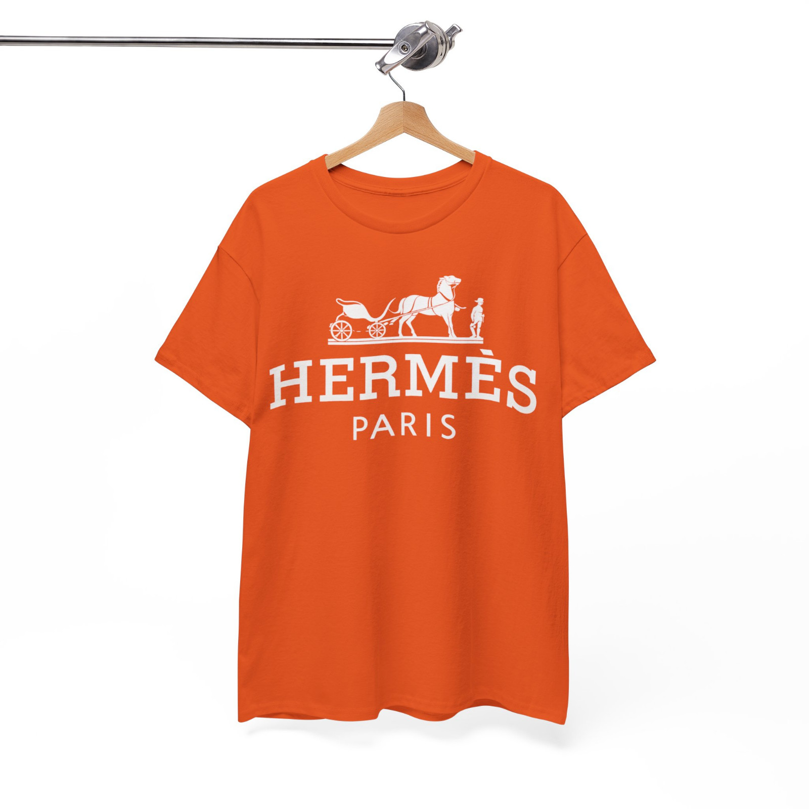 Paris Vintage Horse Carriage Orange Graphic T-Shirt gallery