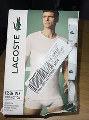 Lacoste Essential 100% Cotton Crewneck Tees, Pack of 3, White (INT1)