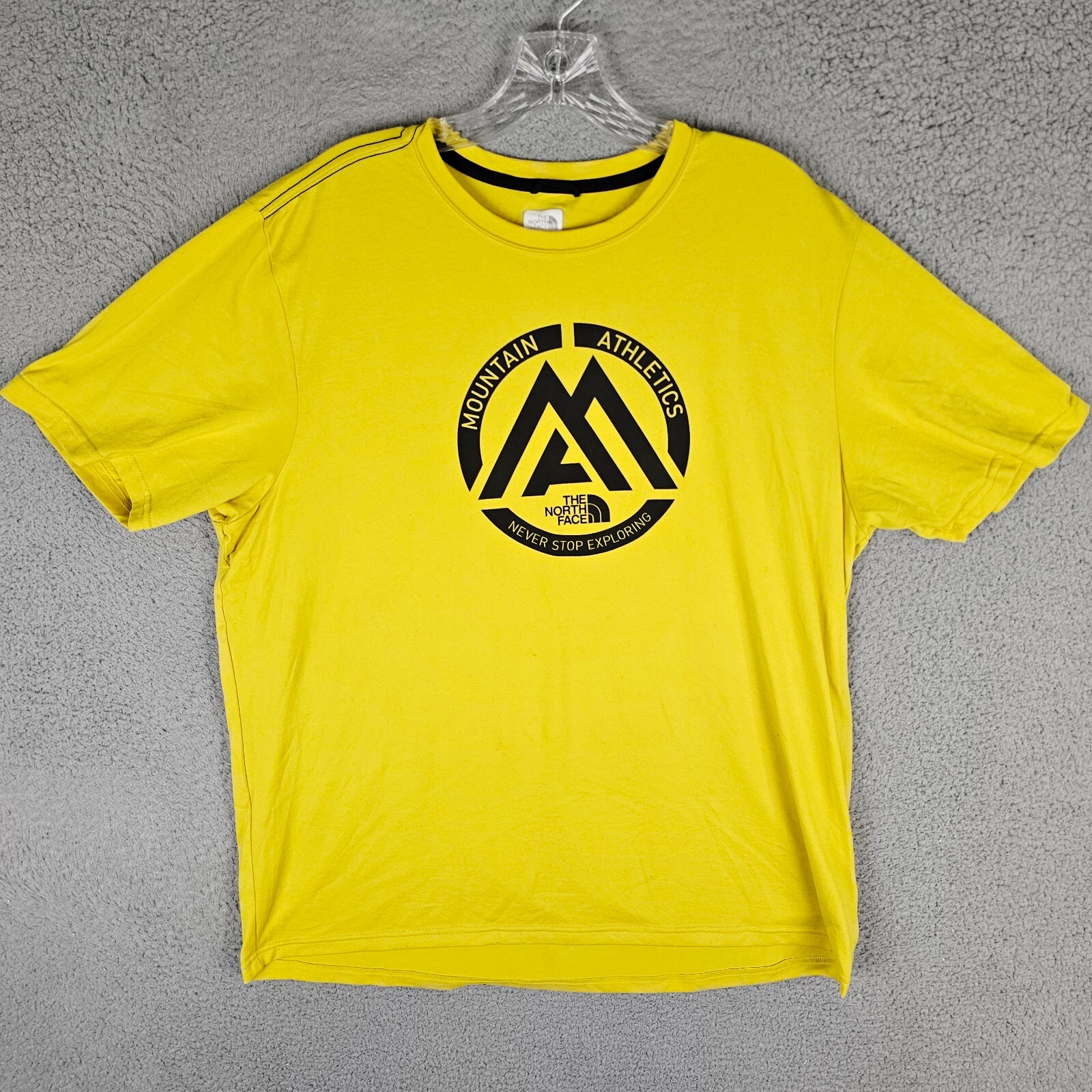 The North Face T-Shirt Mens L Yellow Mountain Athletics Hiking Camping Outdoor