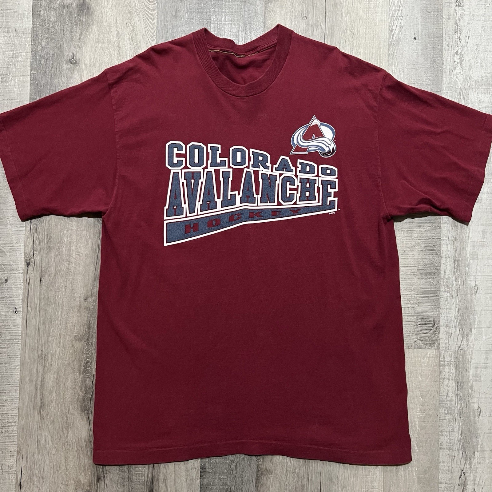 VTG Colorado Avalanche Hockey T Shirt 90s Red NHL Single Stitch Sportswear 2XL gallery