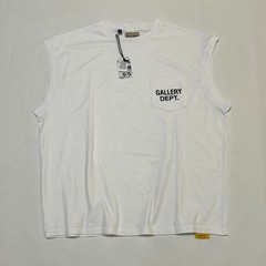 Gallery Dept Augi Sleeveless Tee White Mens Large Pocket Logo NWT