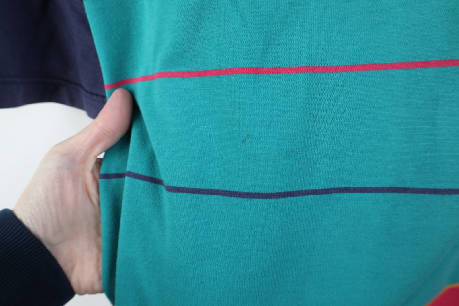 Vintage 90s Streetwear Mens Large Distressed Striped Color Block Knit T-Shirt gallery