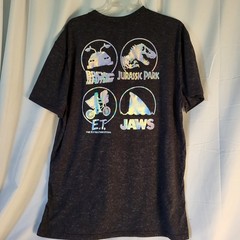 Universal Studios XL Extraordinary Movie Mashup T-Shirt Jaws Jurassic Park ET