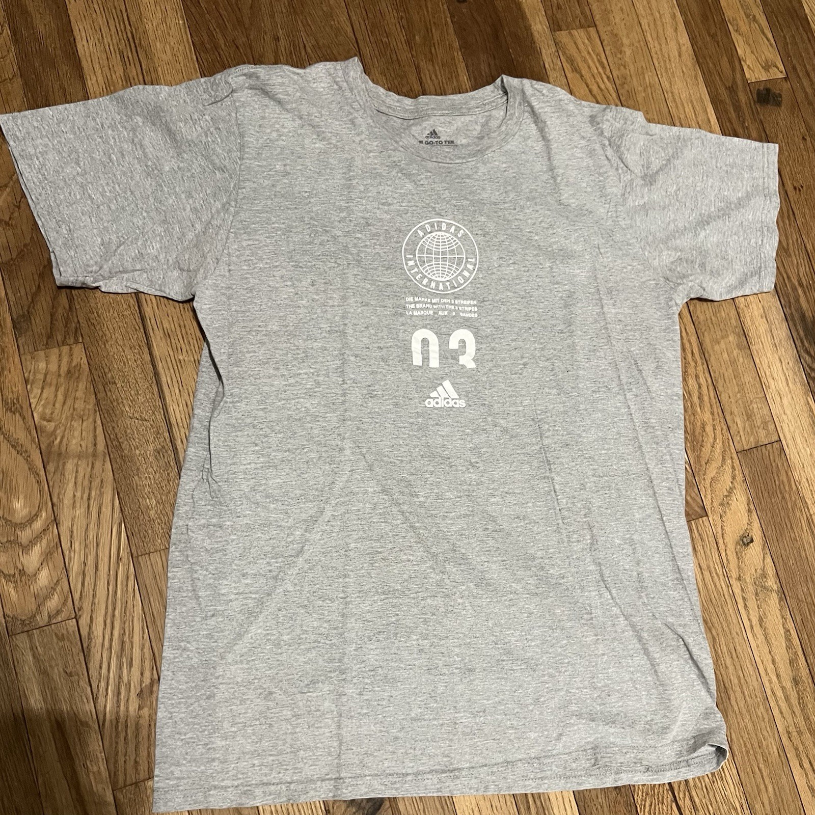 Adidas International The Go To Tee Shirt Men M Gray Blended Fabric Crew Neck