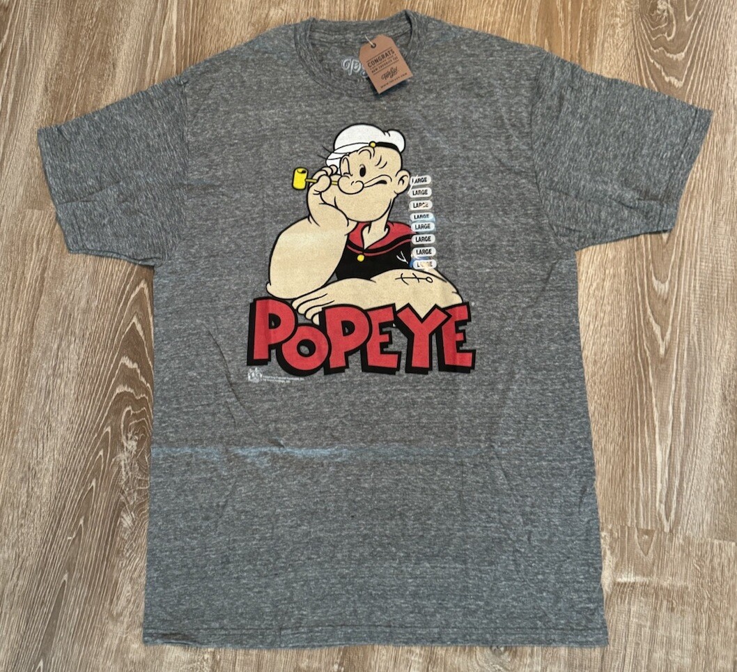 Popeye The Sailorman Tee Luv Gray Short Sleeve Tee Shirt T-Shirt Large gallery
