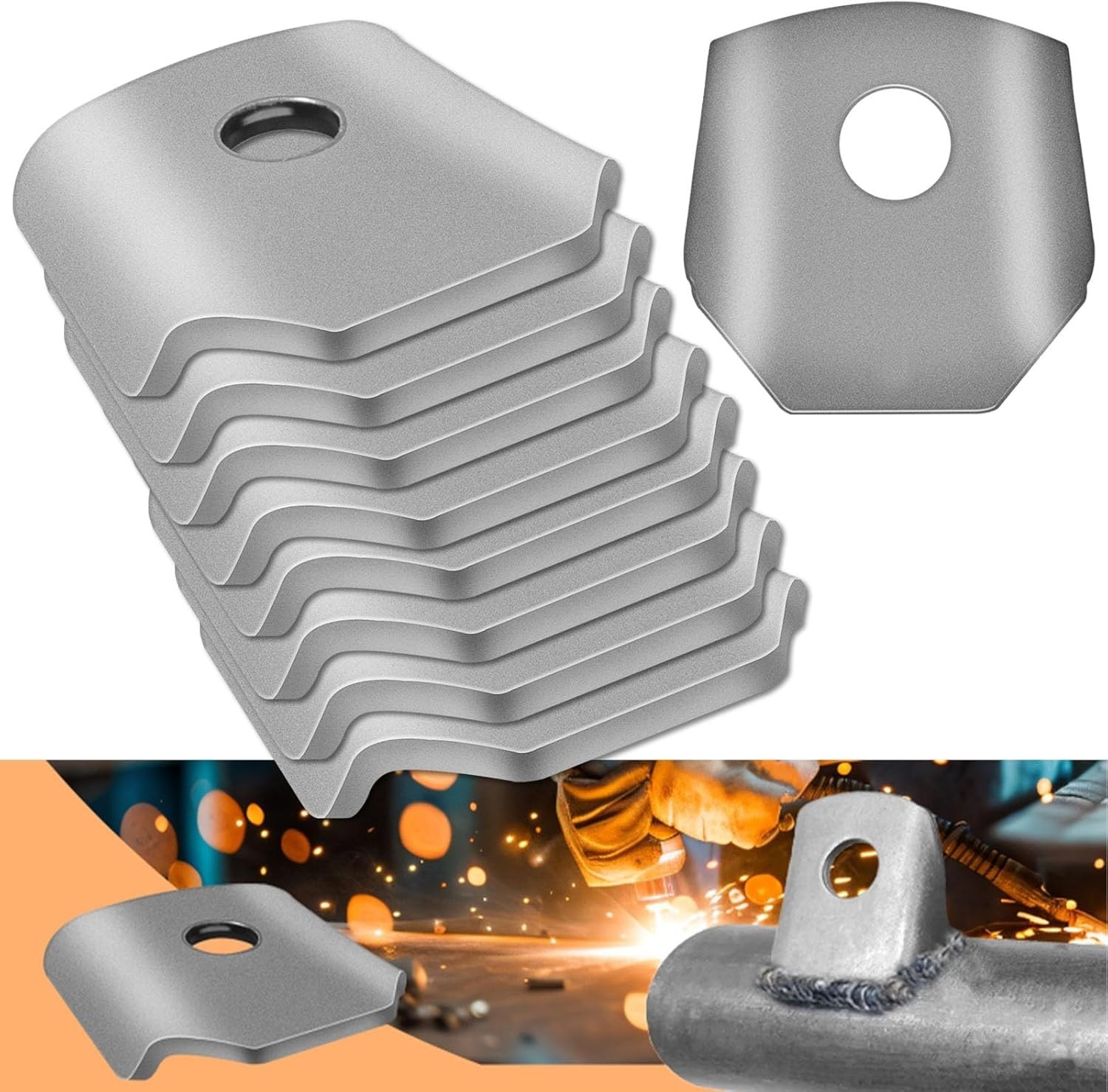 Trick Tabs, Weld Tabs, Universal Weld on Tabs with a 3/8″ Hole. 1/8″ Thick 1-3/4