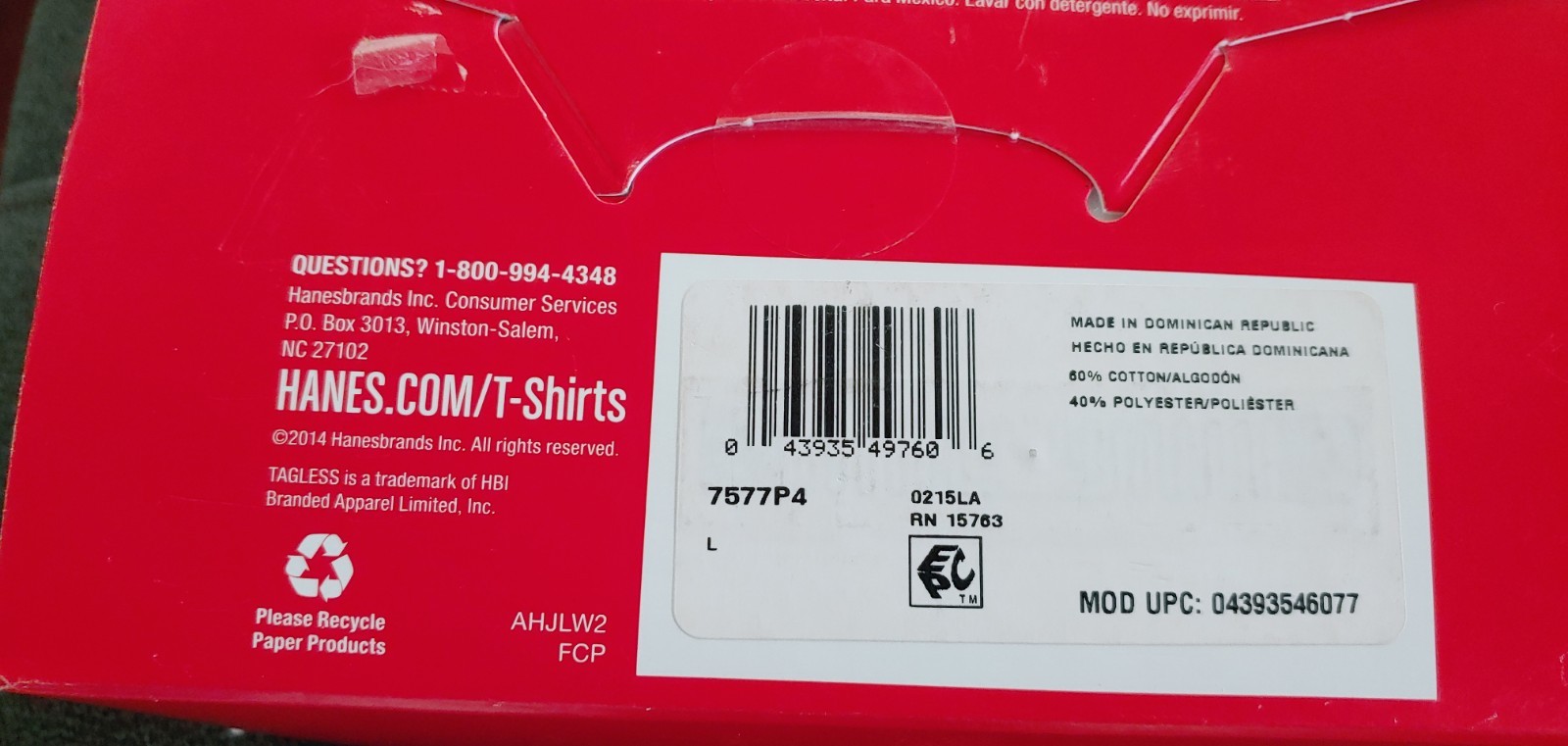 Hanes V-Neck T-Shirts Tagless ComfortBlend White Large New Old Stock 2014 gallery