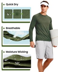 5 Pack Long Sleeve Shirts for Men – Quick Dry Moisture Wicking UPF 50+ Sun Pr…