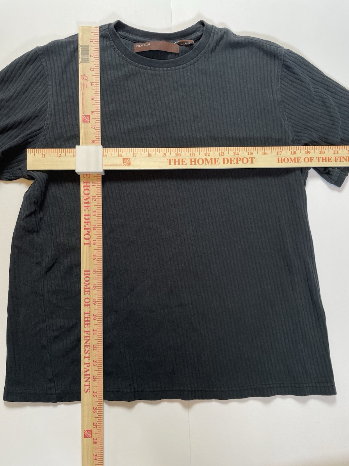 Vintage Perry Ellis Men’s Large Black Ribbed Knit Short Sleeve Shirt gallery