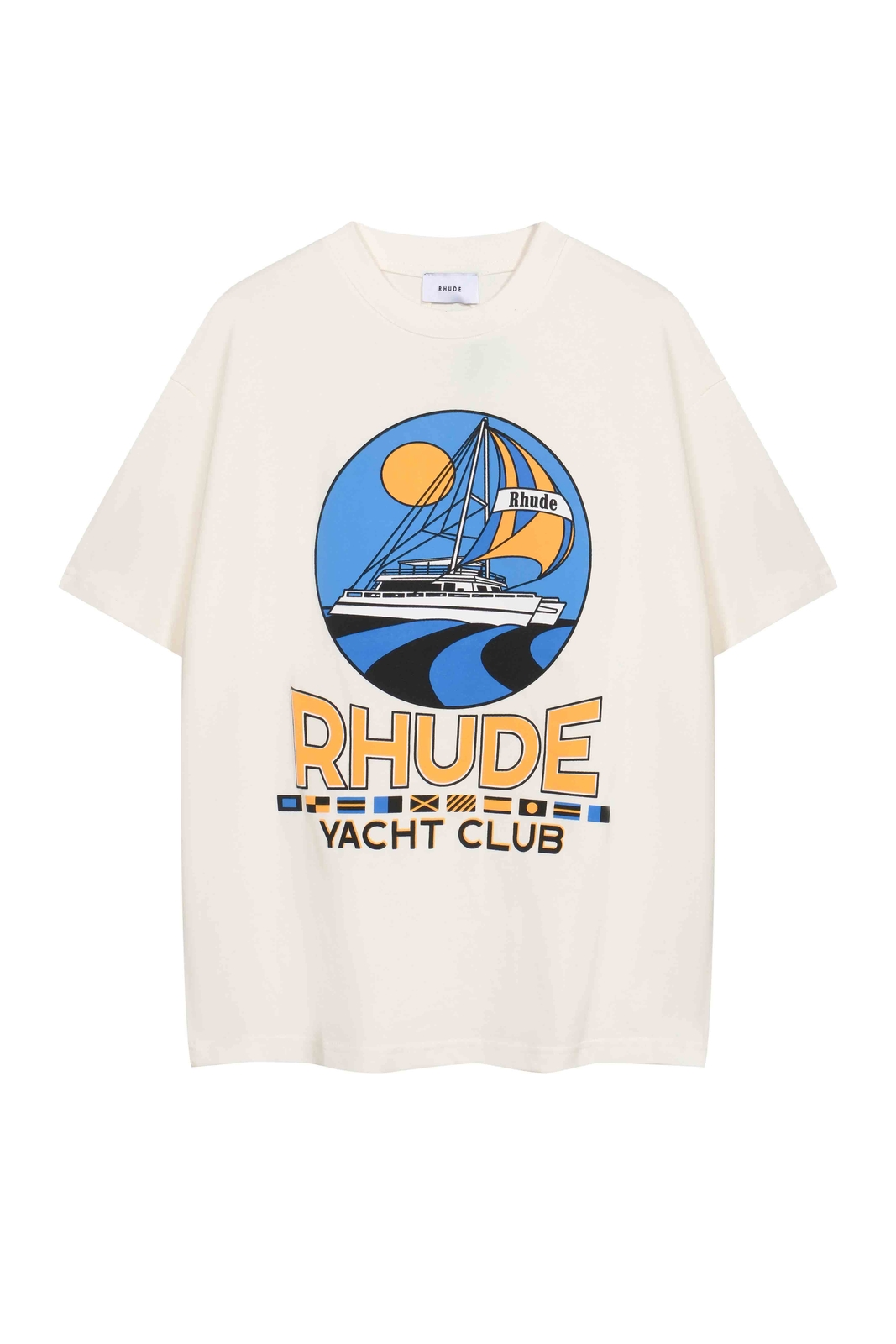 RHUDE Spring/Summer Sailing Club slogan logo short sleeved T-shirt white gallery