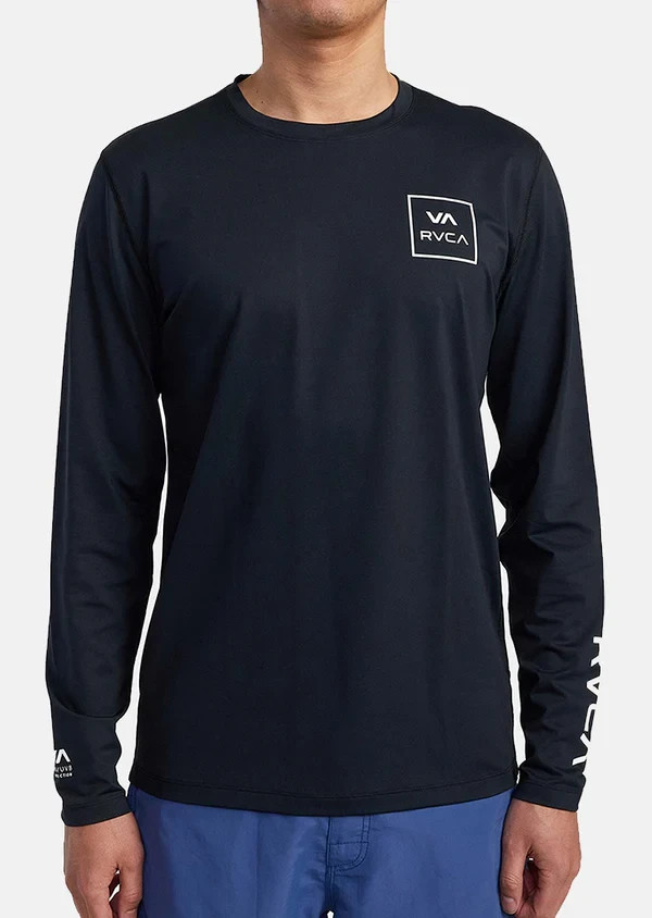 RVCA Surf Shirt M Mens Black Rash Guard Long Sleeve UVA UVB Protection Medium gallery