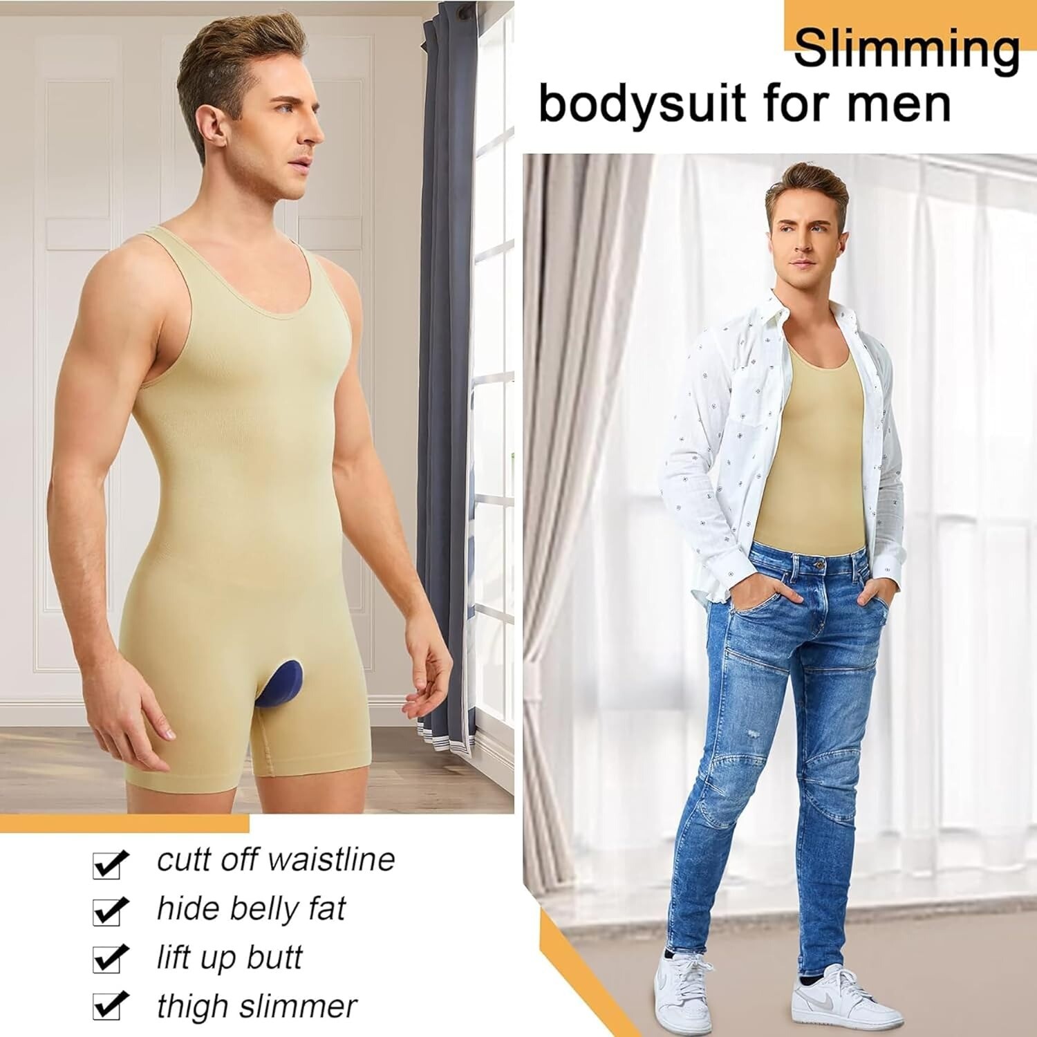 Fajas Colombianas Para Hombre Men Compression Full Body Shaper Workout Bodysuit gallery