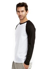 Top Pro Men’s Cotton Full Raglan Sleeve Baseball Tee Shirt (S, Black/White)