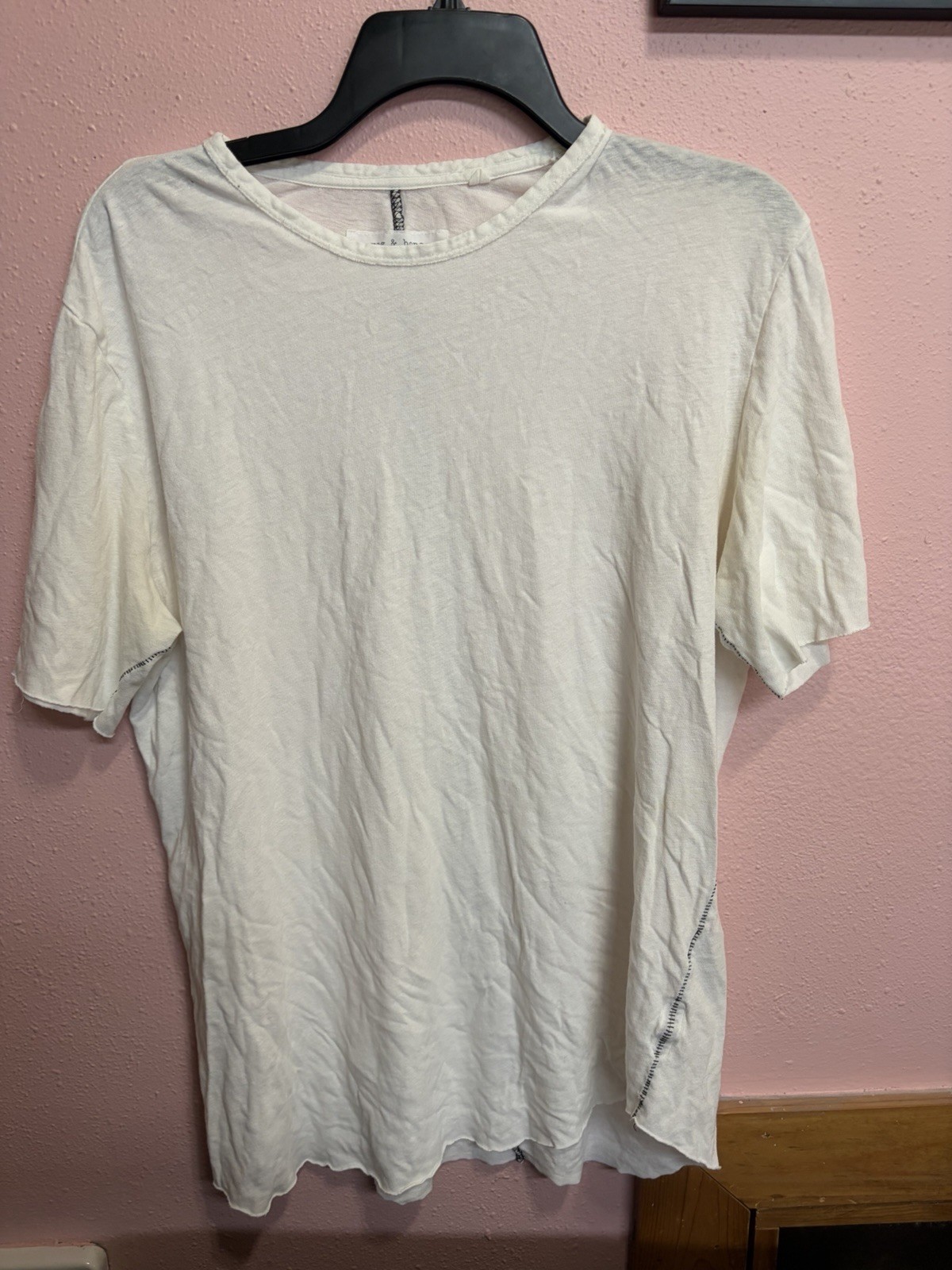 Rag & Bone White T-Shirt With Black Stitching Medium
