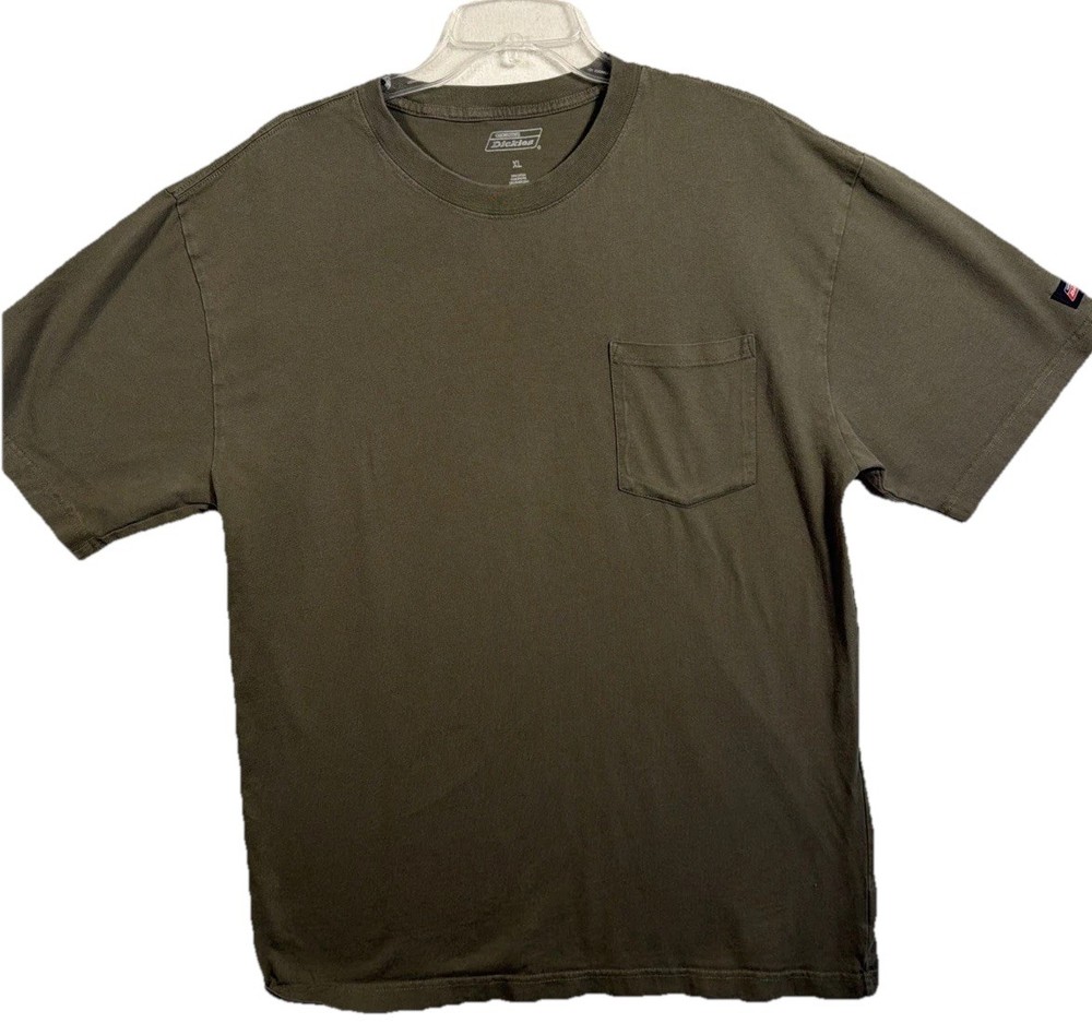 Dickies Mens XL Olive Green Short Sleeve Pocket Genuine T-Shirt Cotton