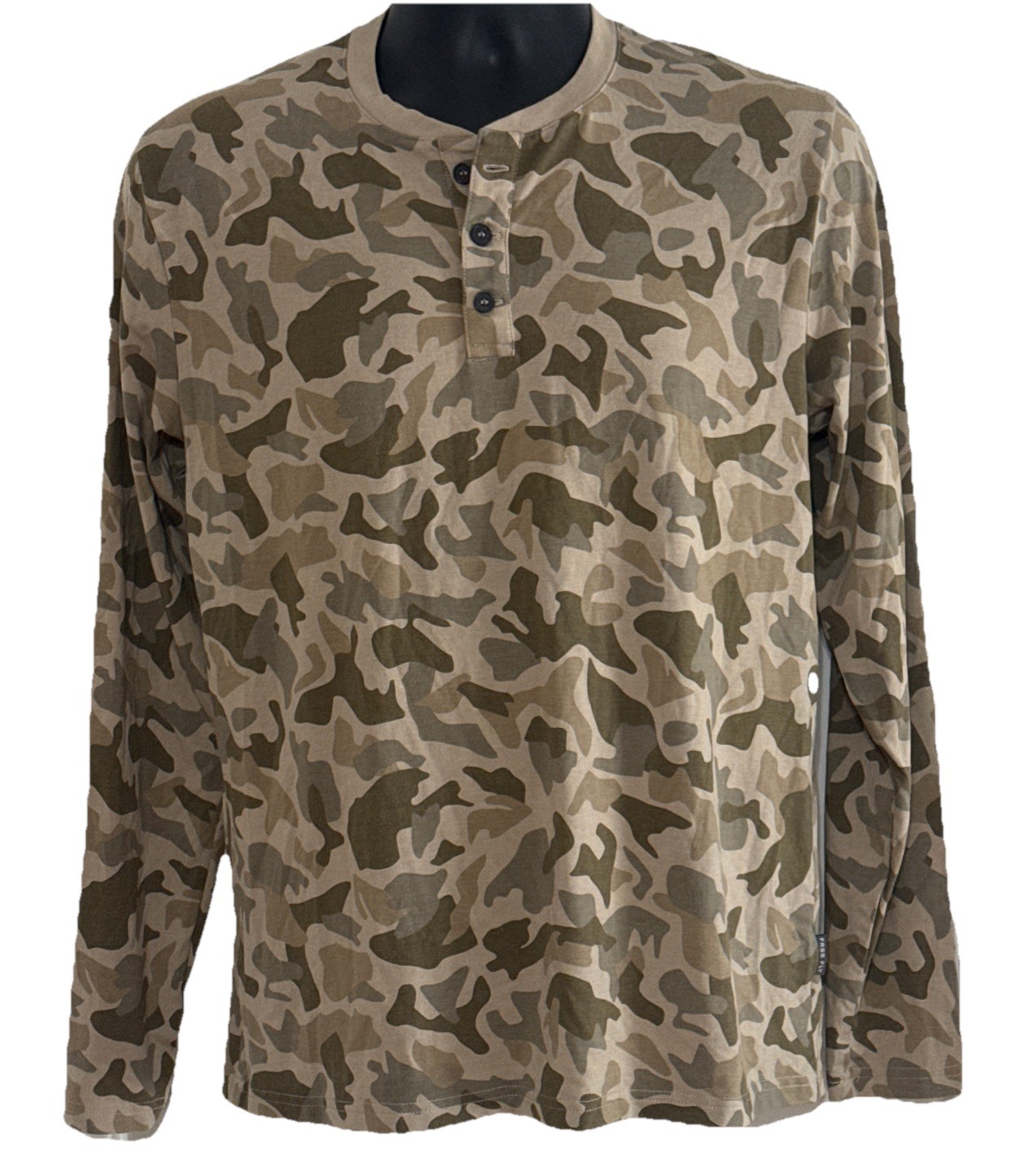 Free Fly Long Sleeve Camo Pullover Henley W Bamboo Fiber Small Shirt