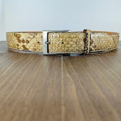 【intage Python】Luxury Python Leather Dress Belt, Made in Italy