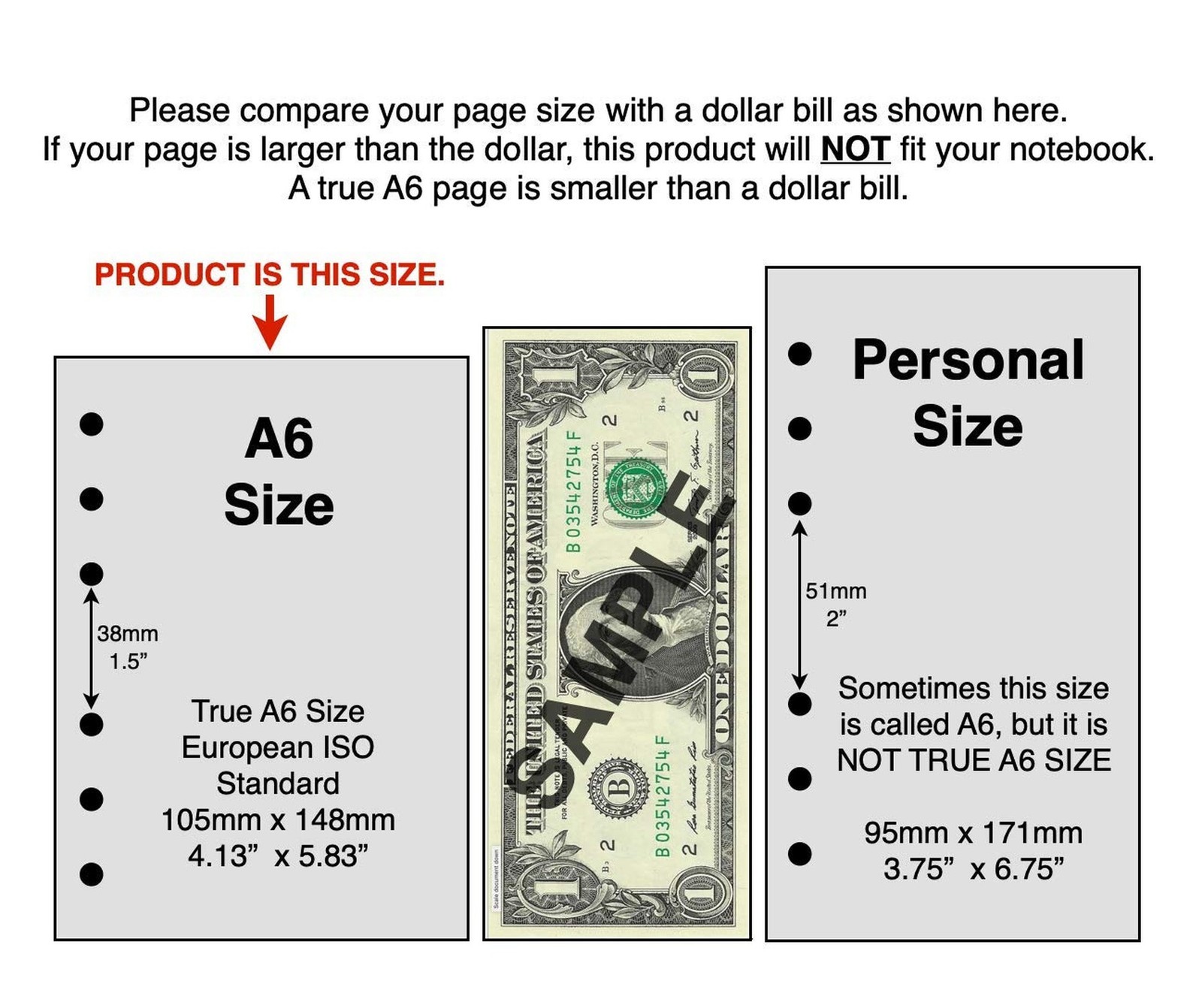 A6 Size Note Paper Planner Insert with Subject Line, for 6-Ring Binders (4.1″…