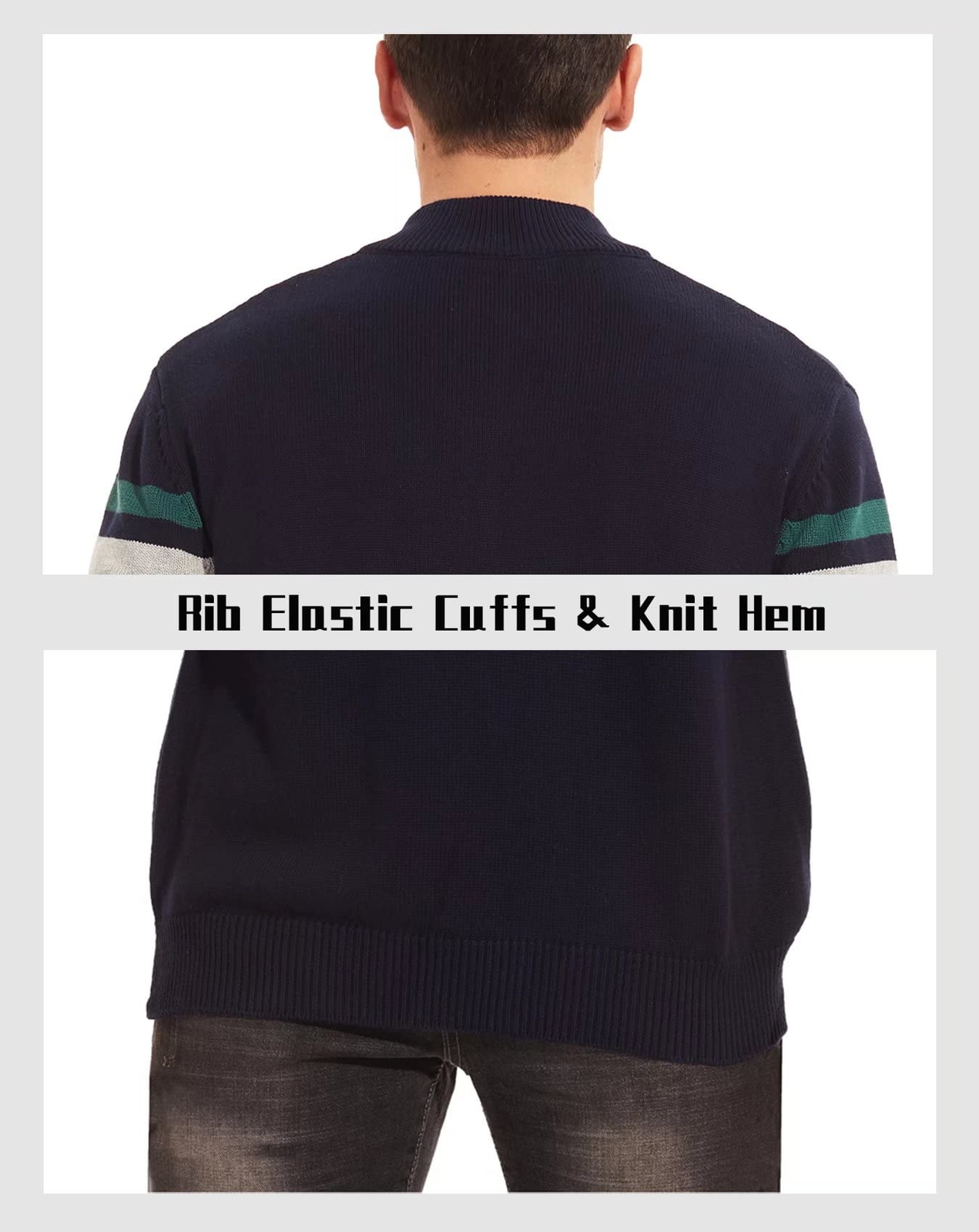 Men's 1/4 Zip Polo Sweater Winter Fall Casual Stripe Pullover Long Sleeve Shirts gallery