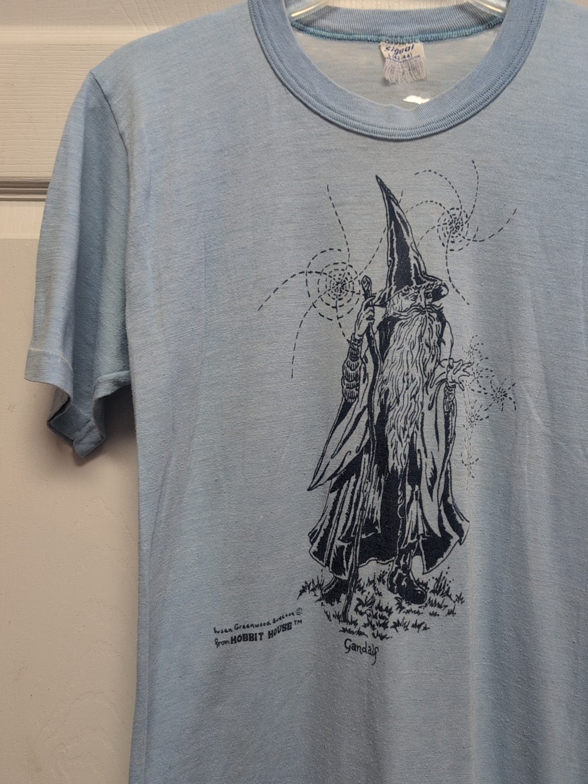 Vtg 1970s Gandalf T Shirt Rare Size S-L Short Sleeves Hobbit House L. Blue gallery