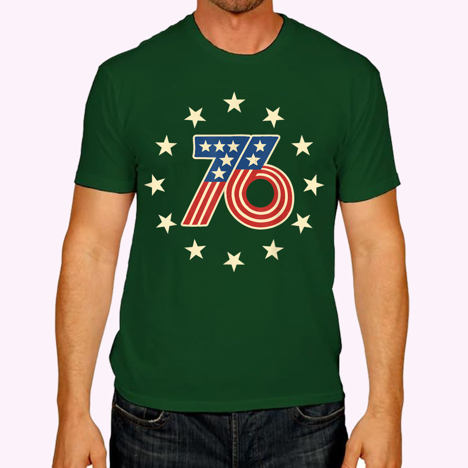 50th Birthday 1976 USA Bicentennial Groovy Retro Number 76 T-Shirt gallery