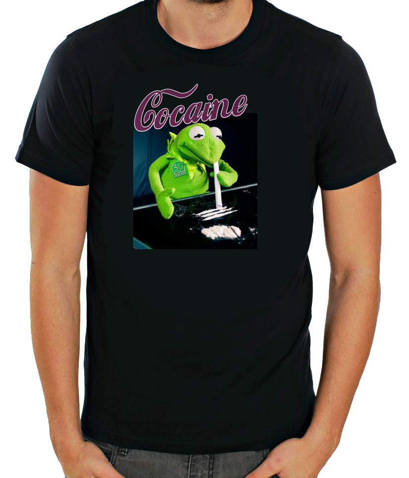 Frog Cocaine, Muppet Drug Short Sleeve White T Shirt Men G068