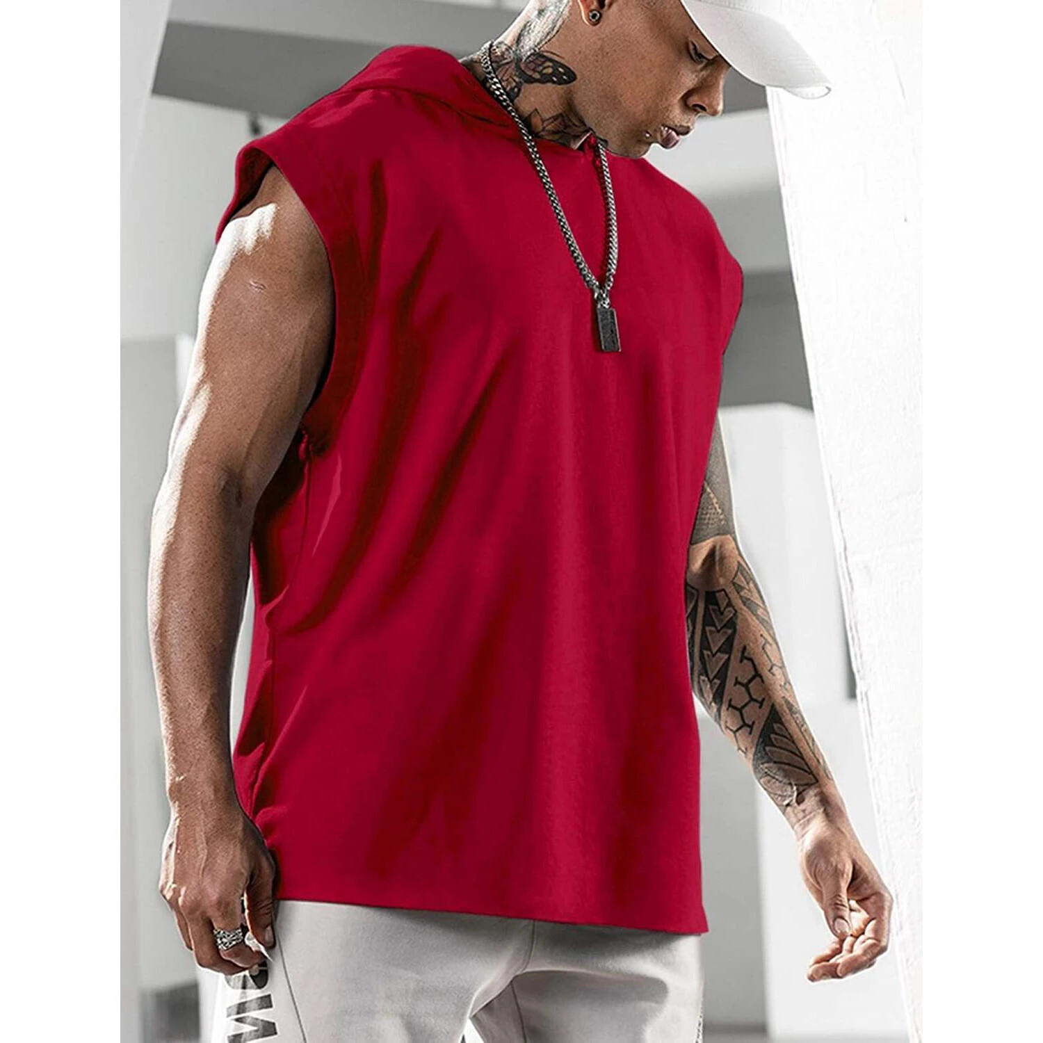 Men's Workout Hoodie Sleeveless Vest Muscle Tank Tops Gym Fitness Bodybuilding‹ gallery