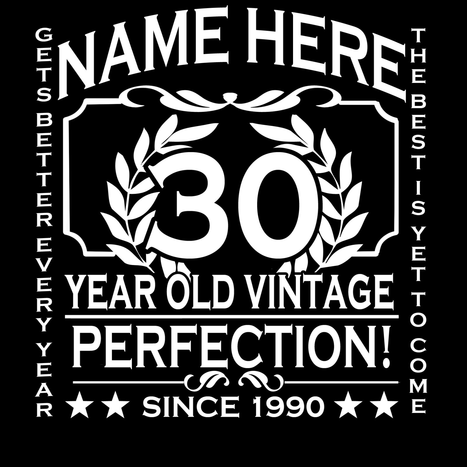 30th Birthday T-Shirt Personalise with Name Age Year Ideal Birthday Gift T-Shirt