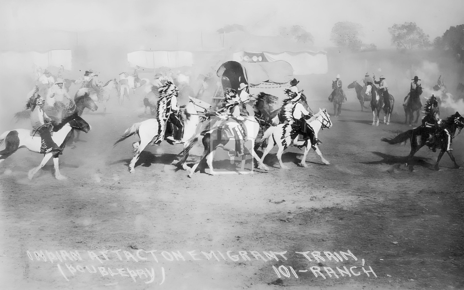 101 Ranch Wild West Show Indian Attack Emigrant Train – Reprint