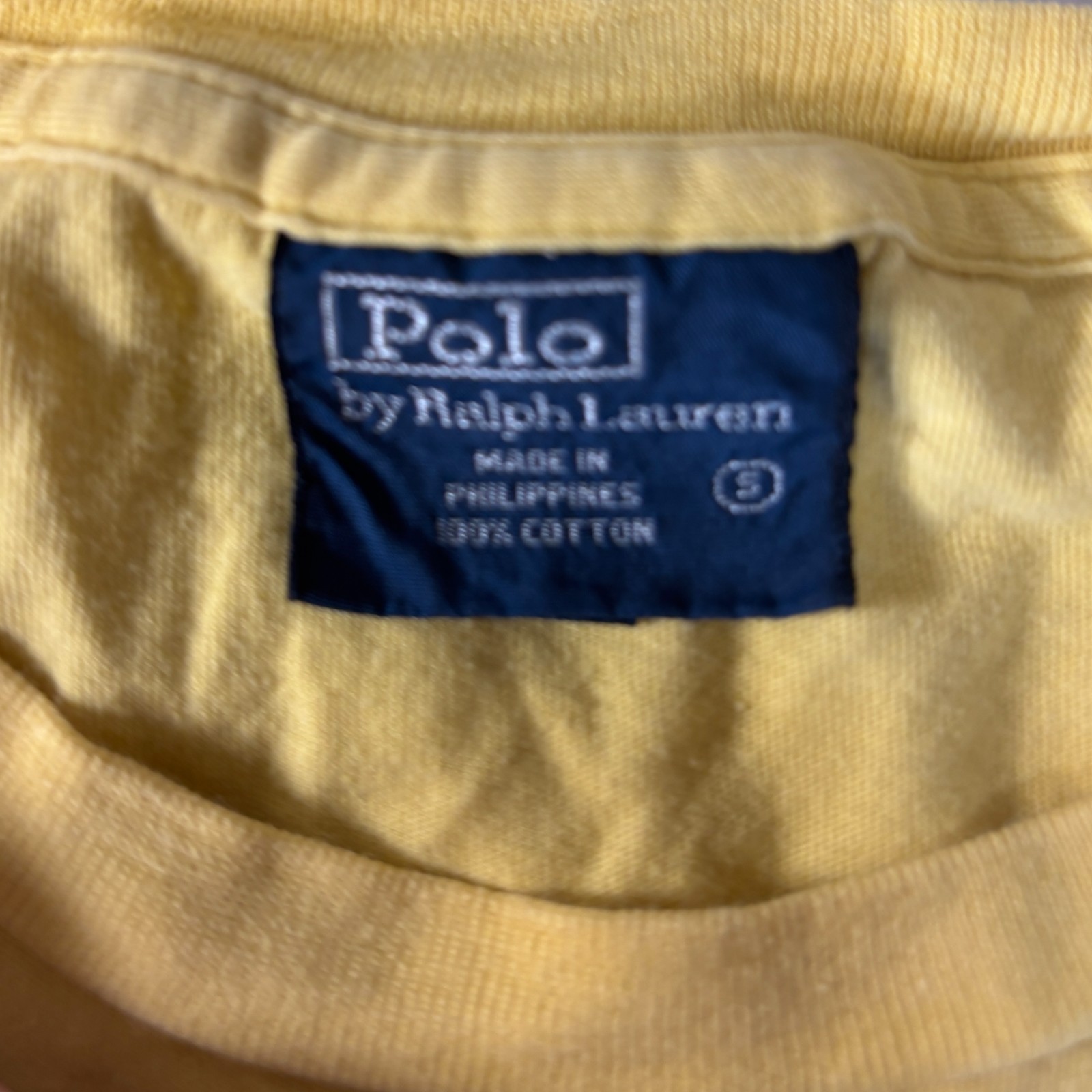 Polo Ralph Lauren Graphic Tee Yellow Short Sleeve Large Pony Crewneck Shirt SM gallery