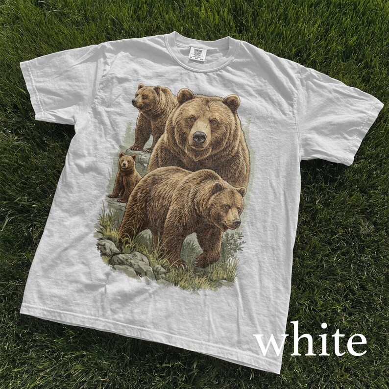 Vintage Bear Family Comfort Tee Forest Wildlife Nature Animal Soft Casual gallery