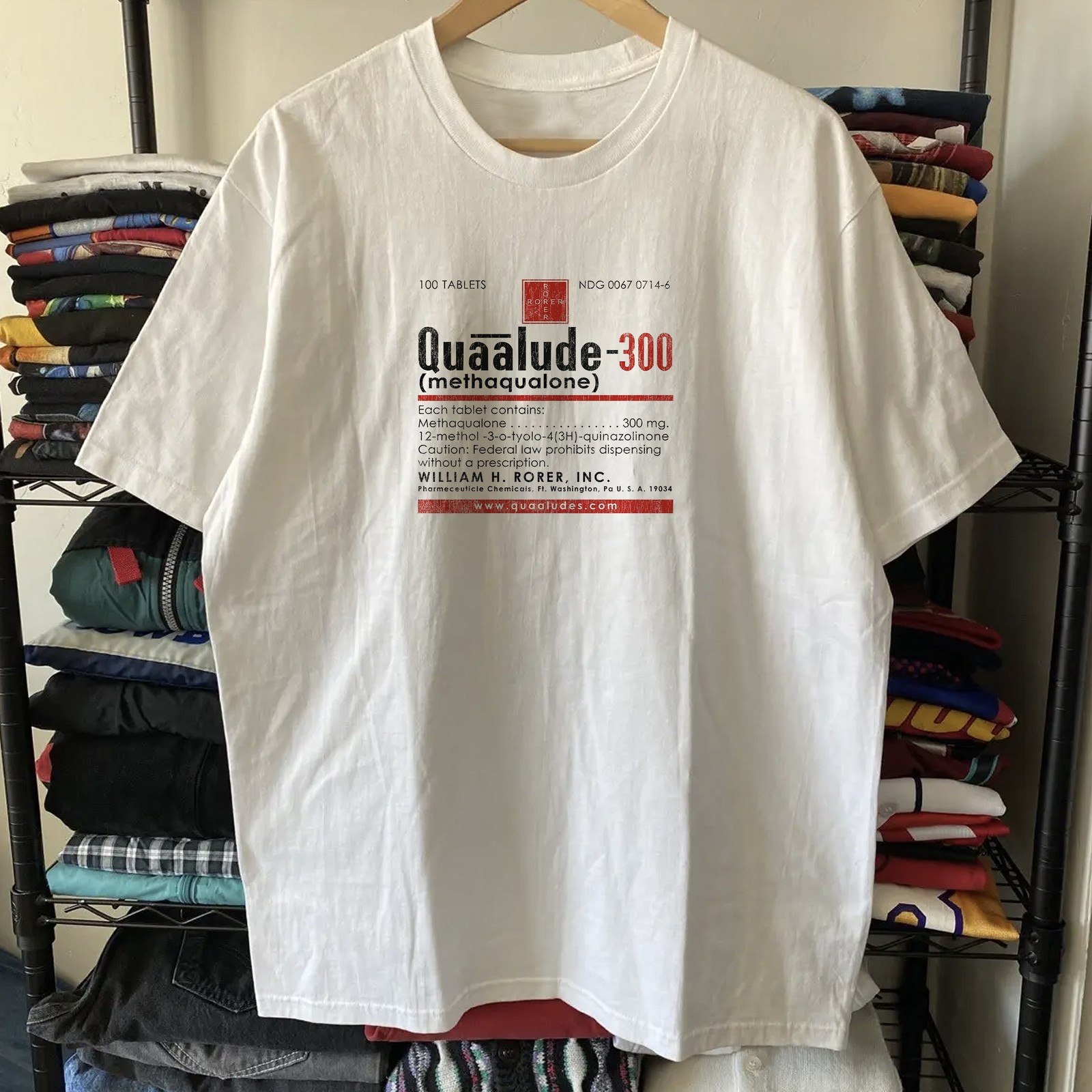 90s Quaalude Pill Classic T-Shirt White L gallery