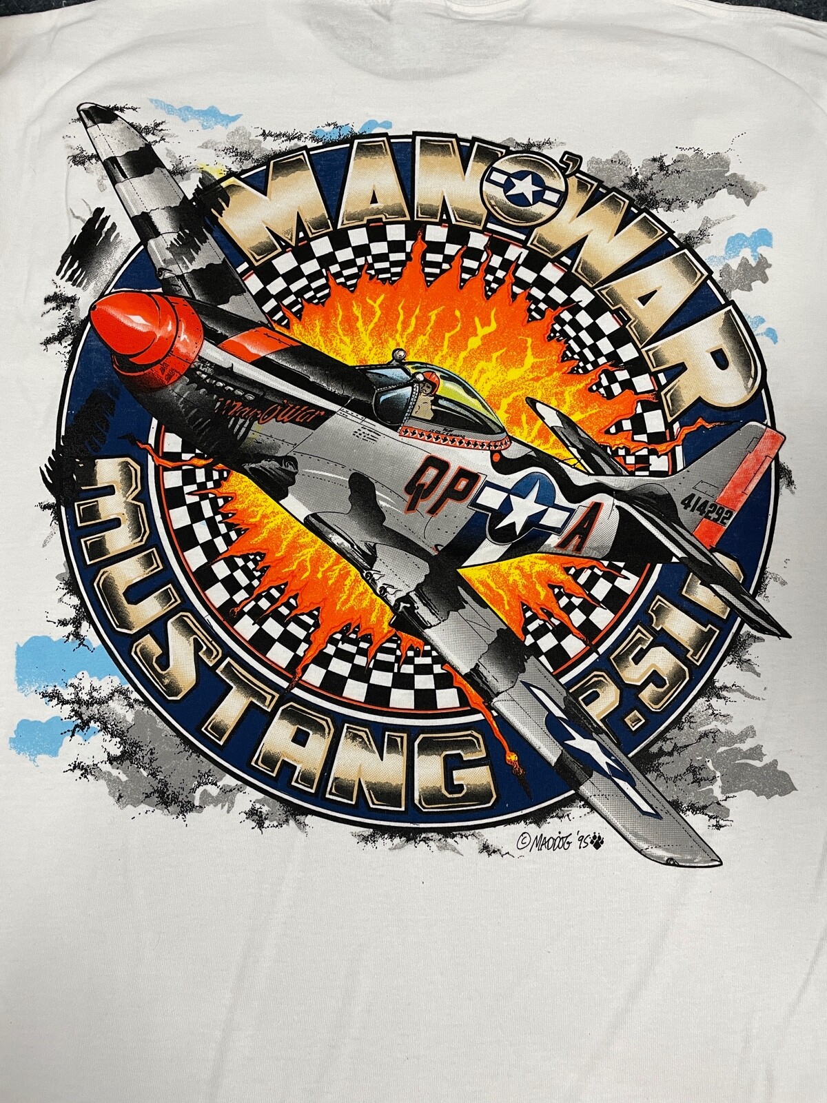 MAN-O-WAR P-51 MUSTANG SQUARE 1 AVIATION TSHIRT 2XL GILDAN PRINTED USA