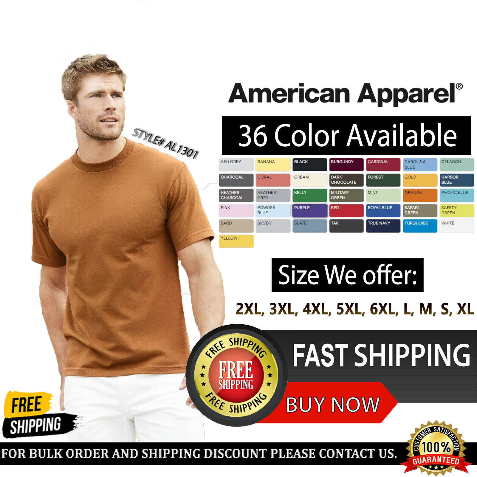 American Apparel AL1301 Unisex Heavyweight Cotton T-Shirt gallery