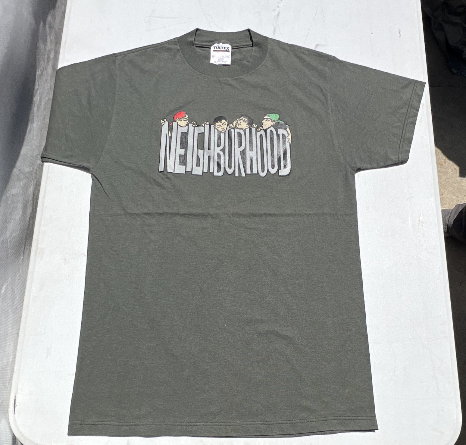 Vintage Neighborhood M Regular Gray Cotton Crew Neck Graphic Print Logo T-Shirt gallery