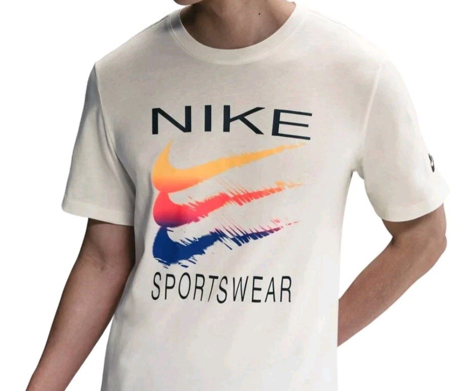 NIKE Uomo Tee Big & Tall Size 4XL 4X NEW Beige Colorful Vibrant Cotton T-Shirt