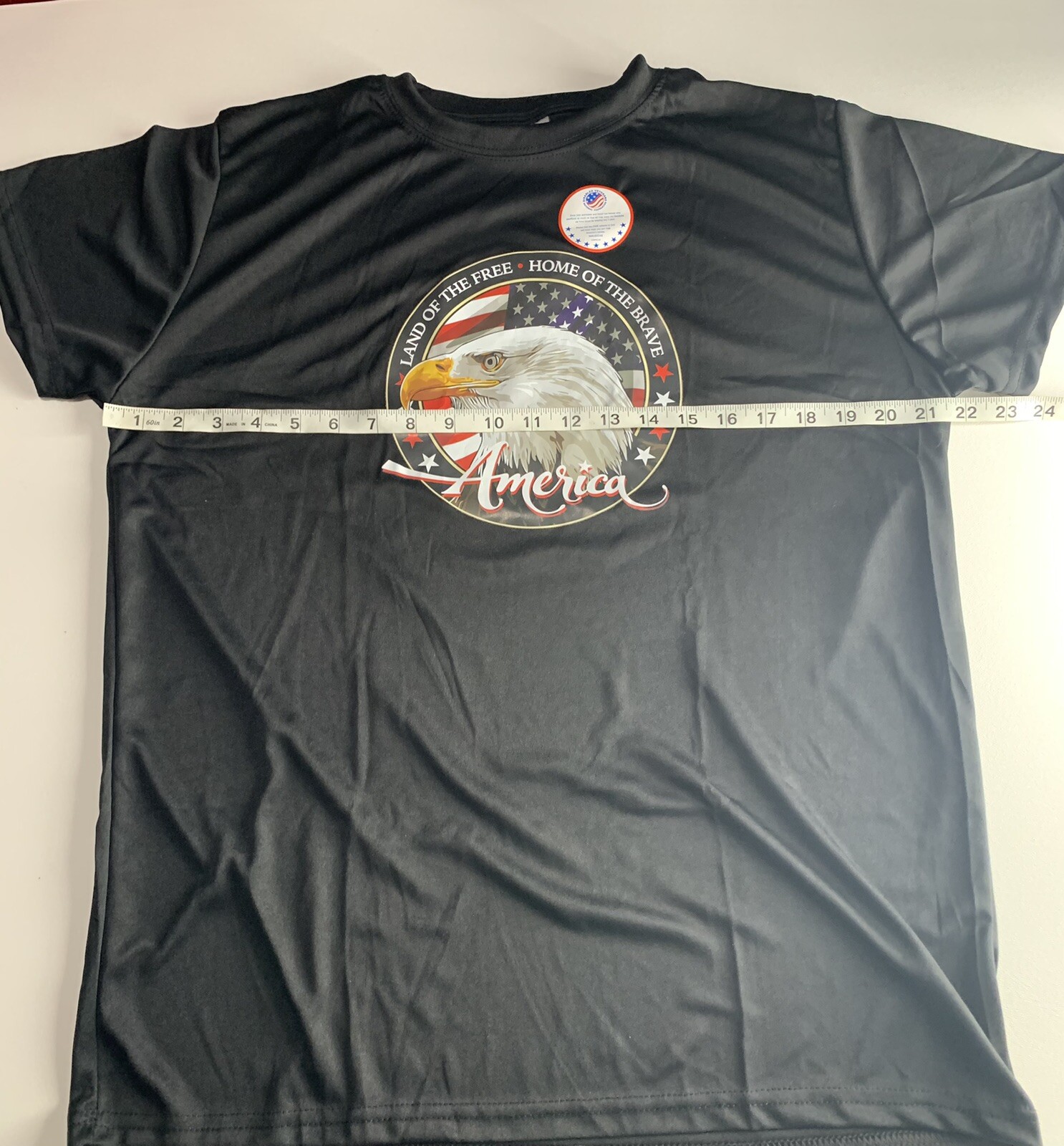 Land of the Free Home of the Brave America Eagle Large T Shirt in Black gallery