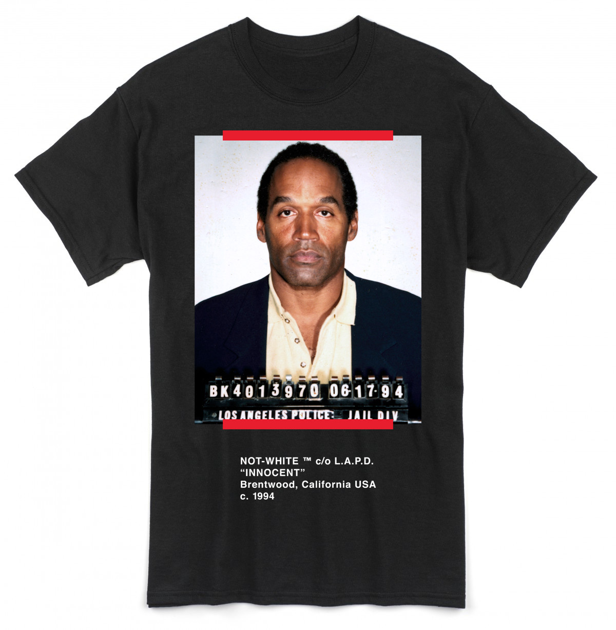 NOT-WHITE Series OJ O.J. Simpson Trial Guilty 1994 90s Off-White Supreme Shirt