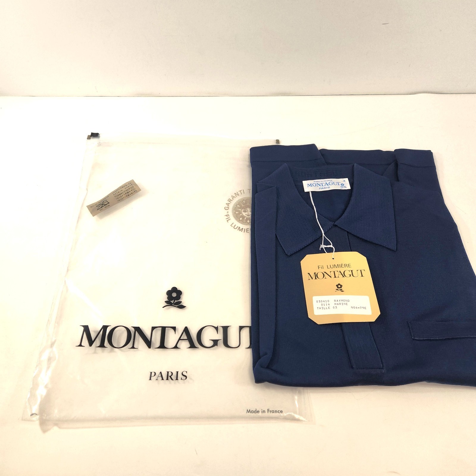 Vintage Montagut Raymond Mens Shirt Marine Blue Size 3 Polyamide BRAND NEW