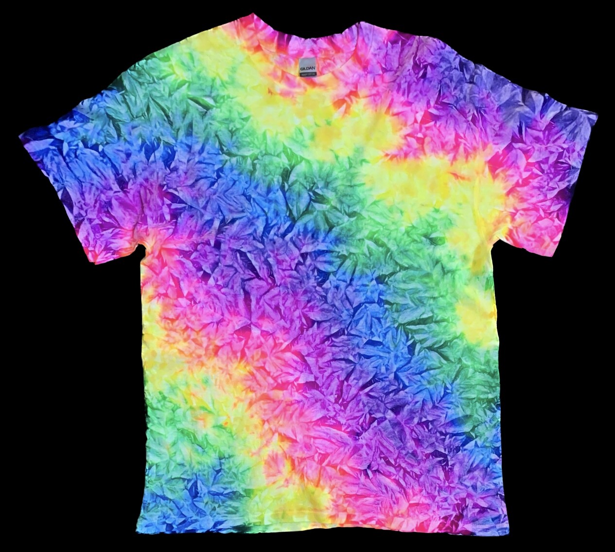 *New* 2XL – Sm Handmade Tie Dye, Rainbow Waves Cruncht Crinkle, Crew or V-Neck