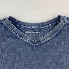 Johnston & Murphy Elbow Patch Blue Long Sleeve Shirt Size XL V Neck