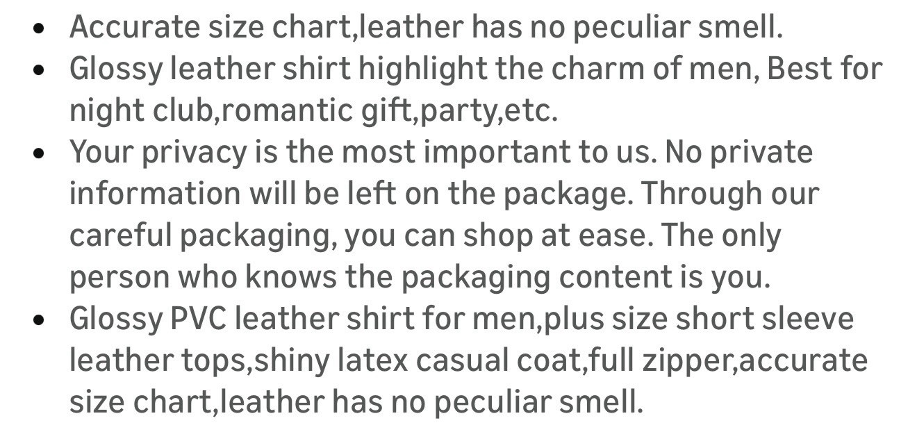 Men’s Sexy Leather Shirt Glossy Full Zipper Short Sleeve Shiny Make XXL gallery
