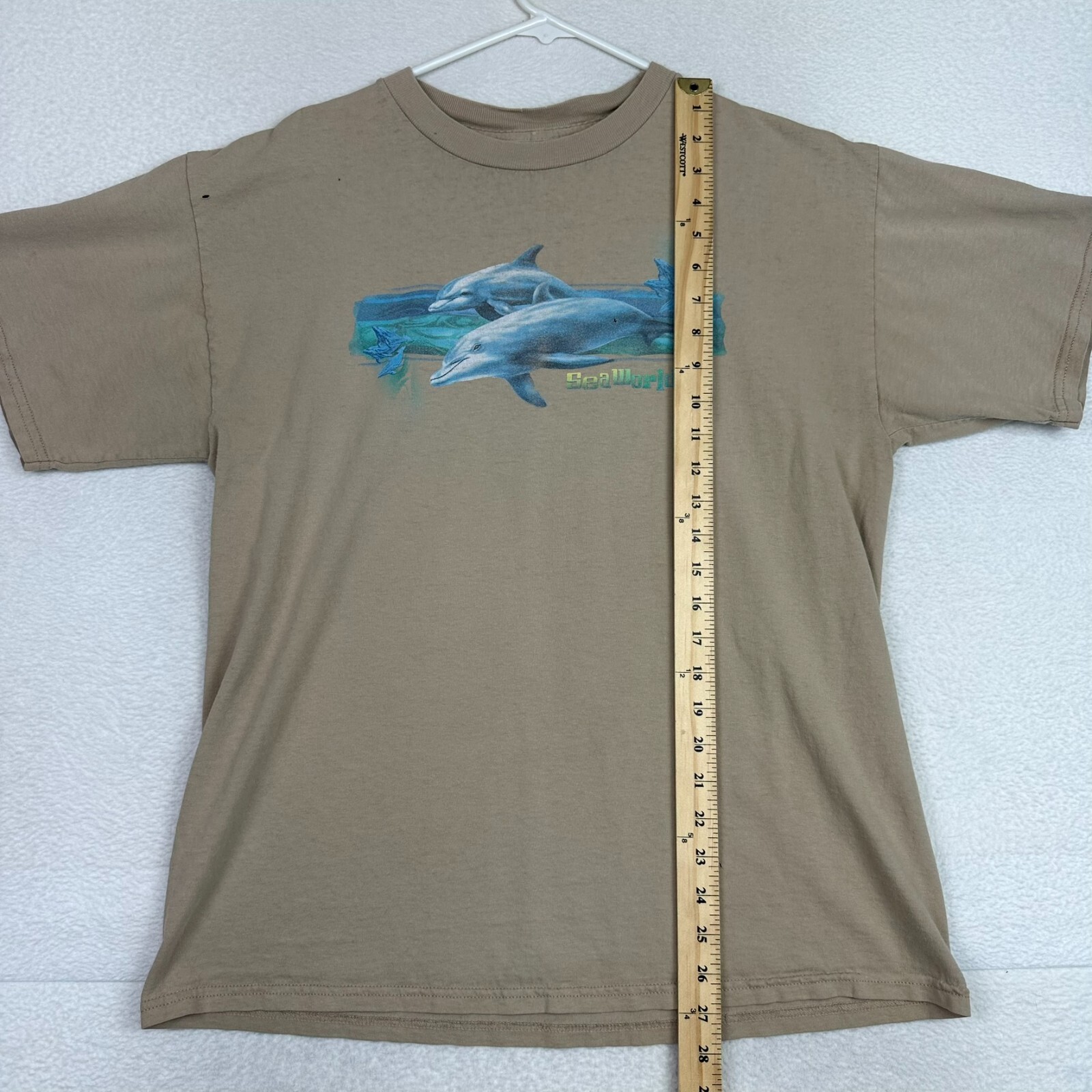 Seaworld T Shirt Men's Large Dolphins Short Sleeve Crewneck Brown Tultex Cotton gallery