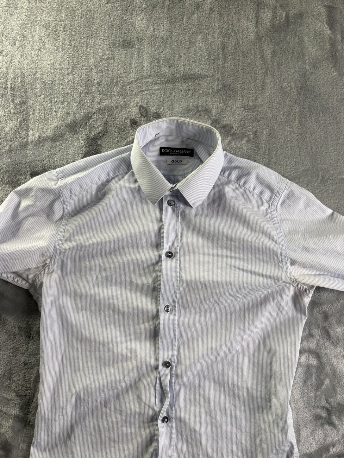 Dolce & Gabbana Gold Men's Dress Shirt 14.5 37 Light Blue Pinstripe Made gallery