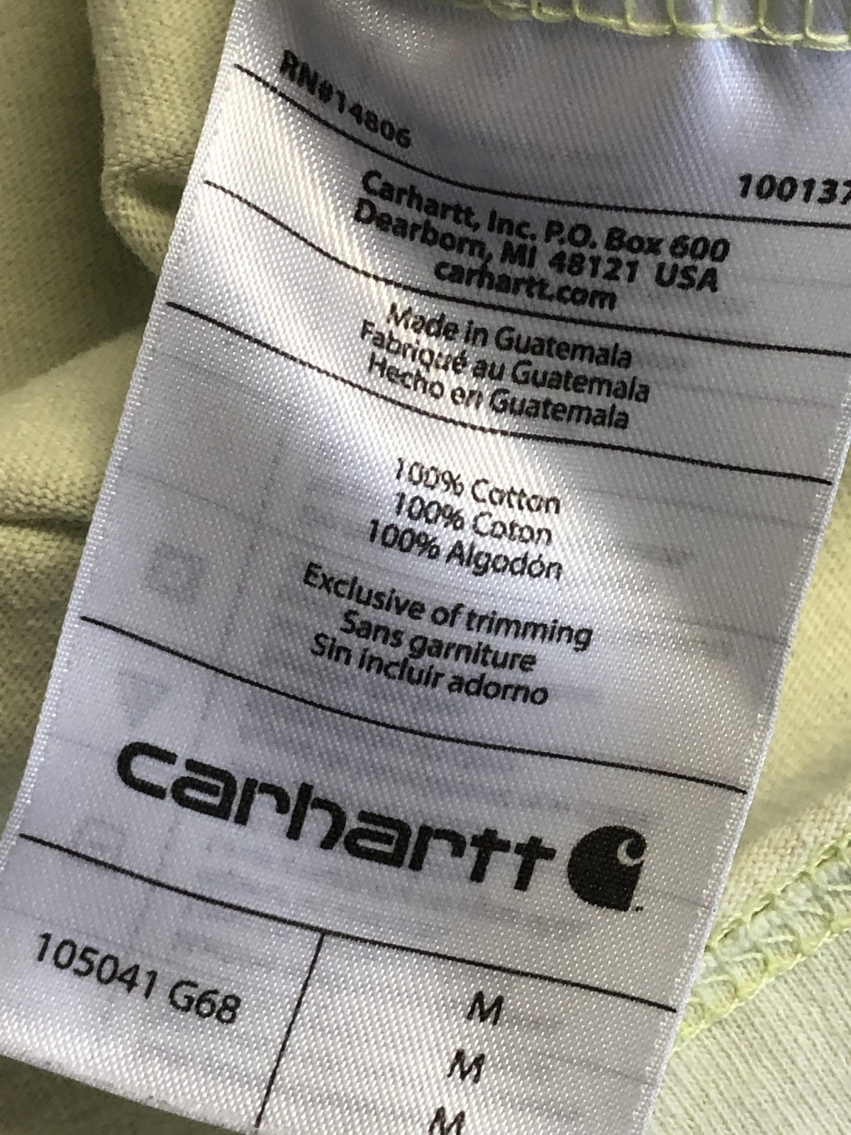 Carhartt Shirt Mens Medium Yellow Long Sleeve Pocket Logo Tagless Relaxed Fit gallery