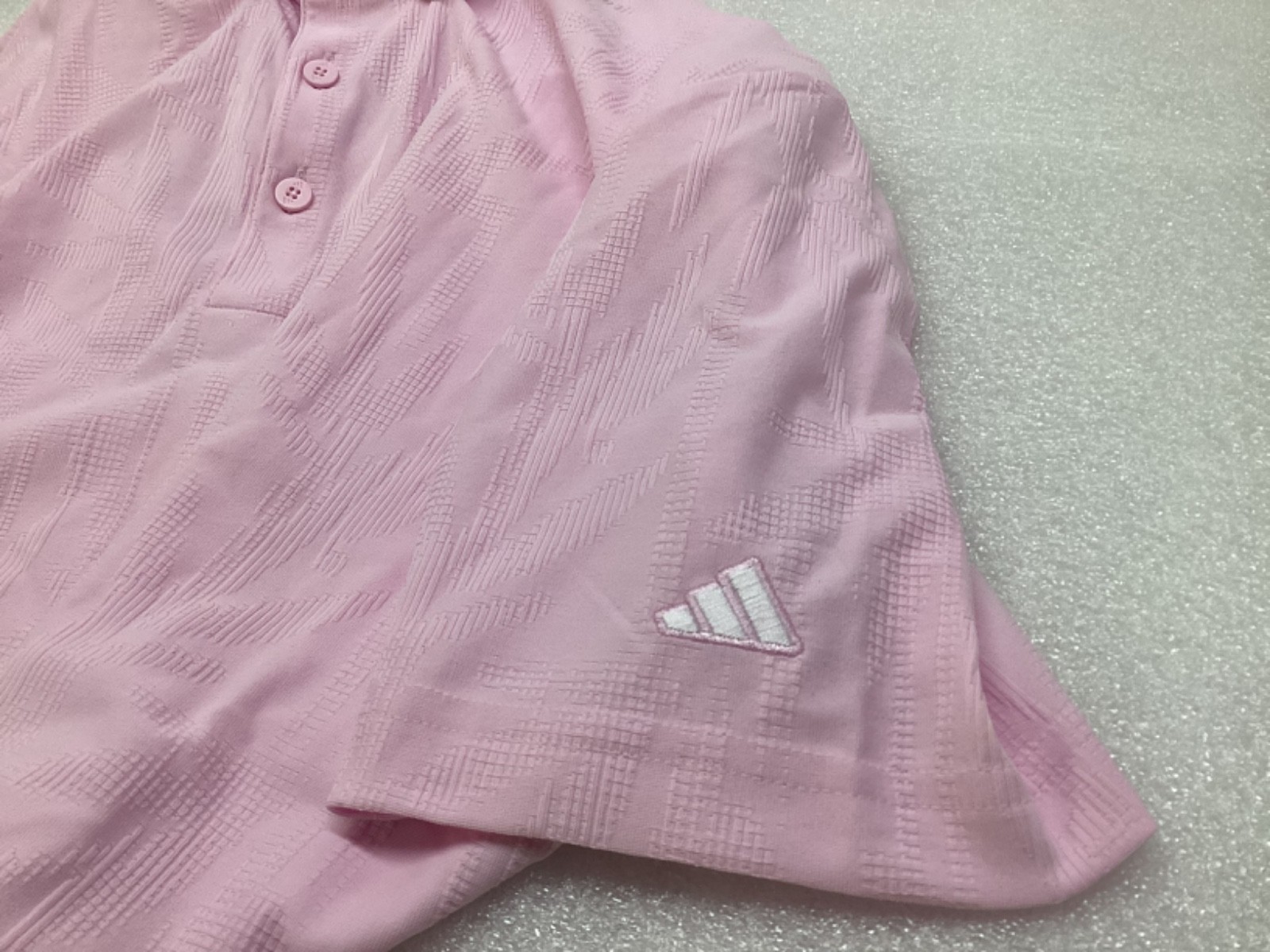 NEW adidas Men’s Go-To Textured Golf Polo Short Sleeve Shirt PINK Sz S MSRP $75 gallery