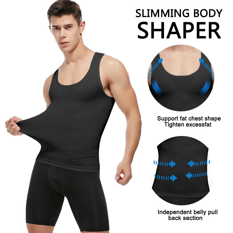 Mens Compression Shirt Slimming Body Shaper Vest Waist Trainer Vests Undershirts gallery