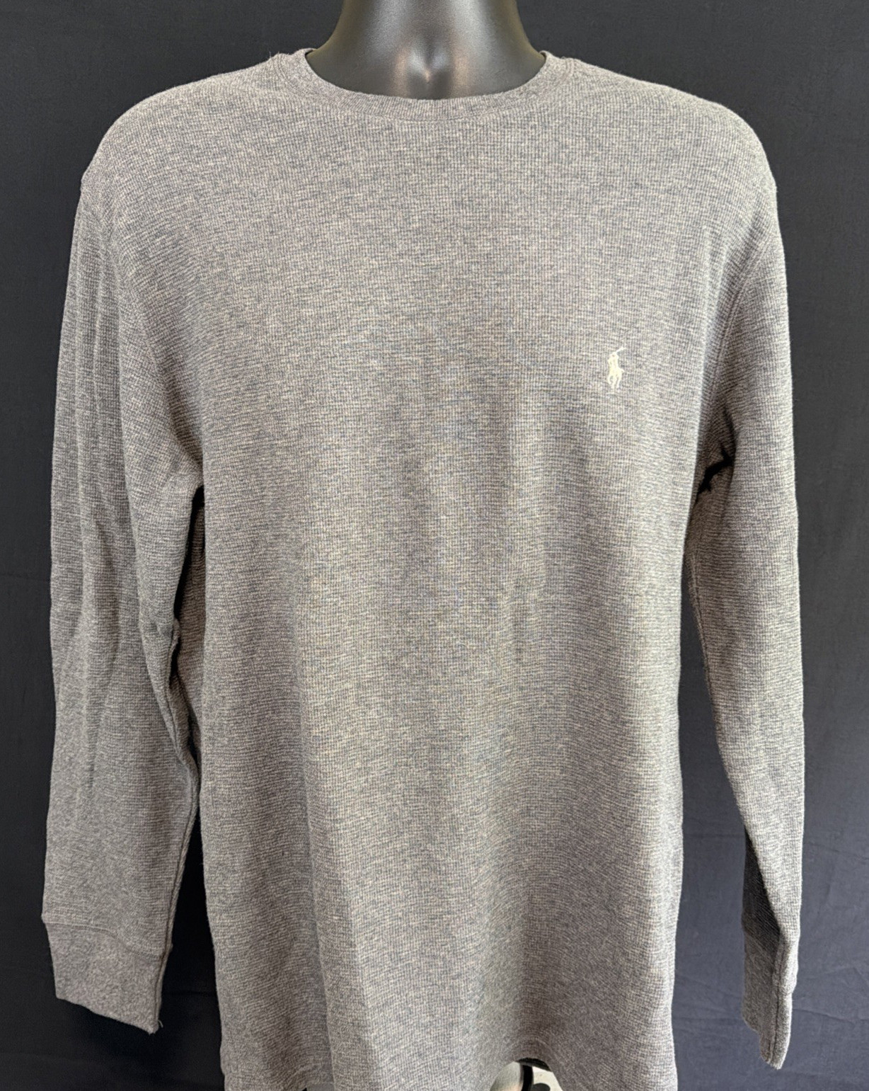 Polo Ralph Lauren Sleepwear Men Shirt L Thermal Waffle-Knit Long Sleeve Gray NWT gallery