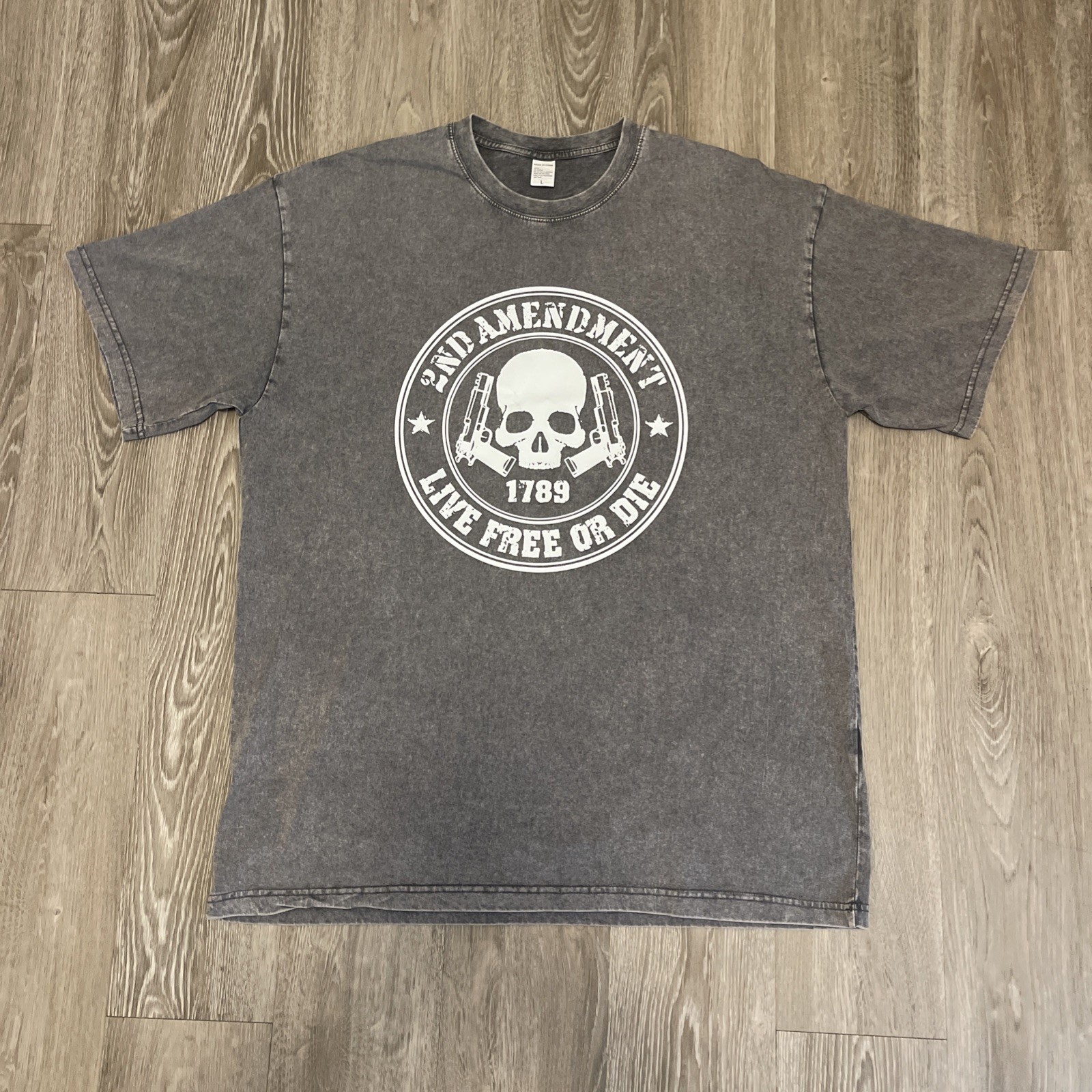 Size L Mens Short Sleeve Graphic Distressed 2nd Amendment T-Shirt Patriotic gallery