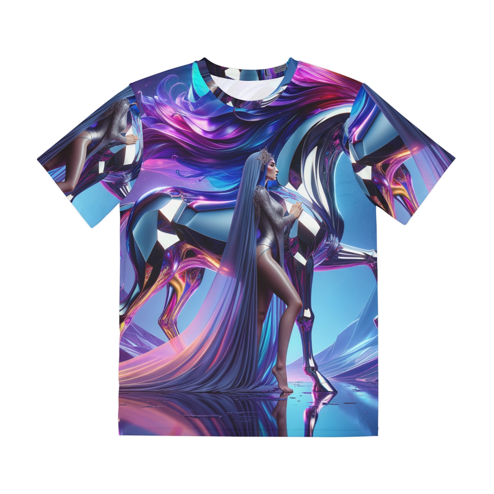 All Over Print T Shirt Enchanted Chrome Unicorn Rainbow Dreamscape